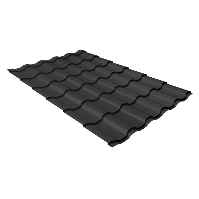 Металлочерепица "Кредо" ("Kredo") v01 0,5 Drap RAL 7016 антрацитово-серый