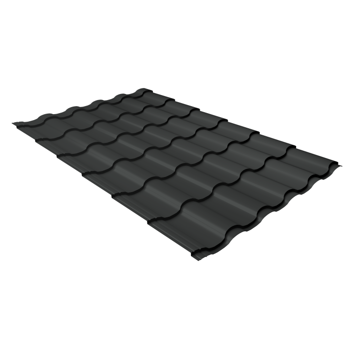 Металлочерепица "Кредо" ("Kredo") v01  0,5 PurLite Matt RAL 7016 антрацитово-серый