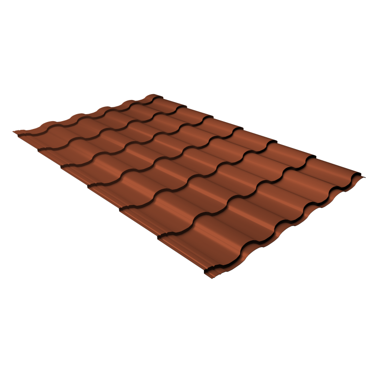 Металлочерепица "Кредо" ("Kredo") v01 0,5 Satin Matt RAL 8004 терракота