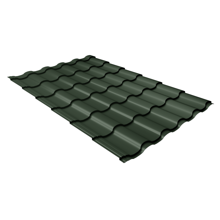 Металлочерепица "Кредо" ("Kredo") v01 0,5 Satin Matt TX RAL 6020 хромовая зелень