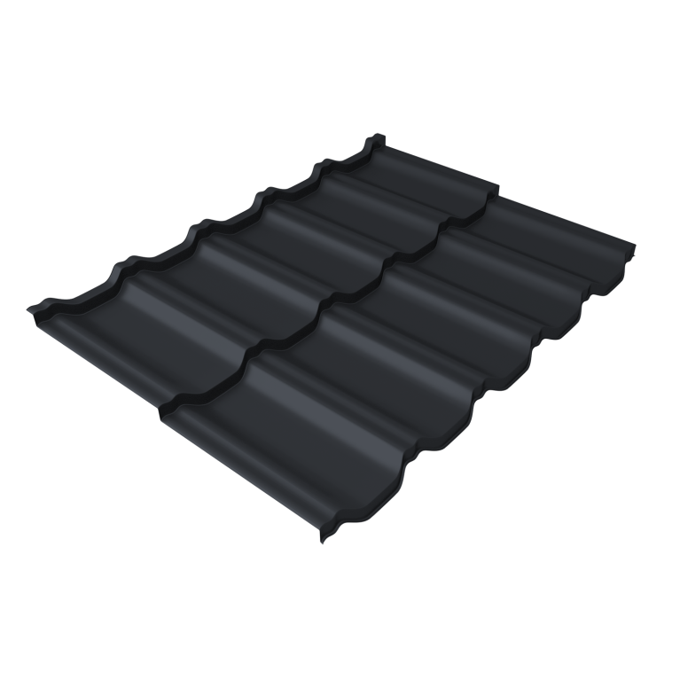 Металлочерепица "Квинта Уно" ("Kvinta Uno") 0,5 Drap TX RAL 7024 мокрый асфальт