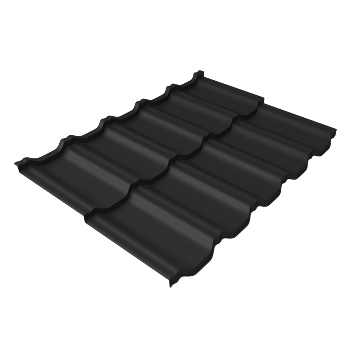 Металлочерепица "Квинта Уно" ("Kvinta Uno") 0,5 Satin Matt RAL 7016 антрацитово-серый