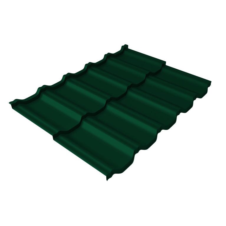 Металлочерепица "Квинта Уно" ("Kvinta Uno") 0,5 Satin Matt TX RAL 6005 зеленый мох