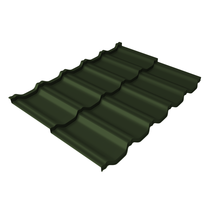 Металлочерепица "Квинта Уно" ("Kvinta Uno") 0,5 Satin Matt TX RAL 6020 хромовая зелень