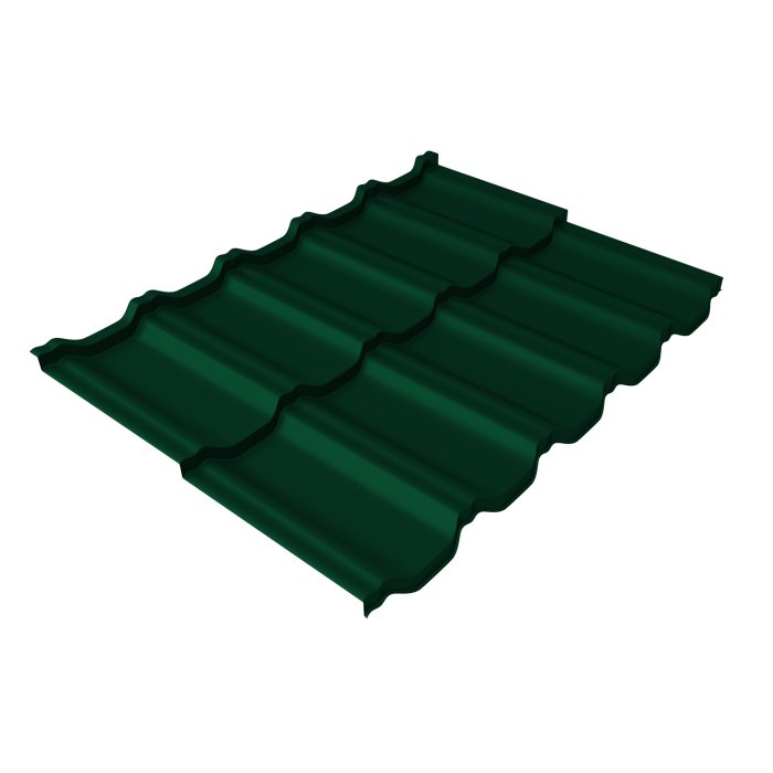 Металлочерепица "Квинта Уно" ("Kvinta Uno") 0,5 Satin RAL 6005 зеленый мох