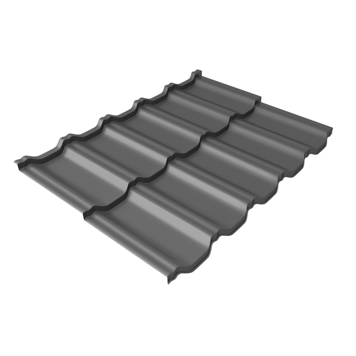 Металлочерепица "Квинта Уно" ("Kvinta Uno") 0,5 Satin RAL 9006 бело-алюминиевый