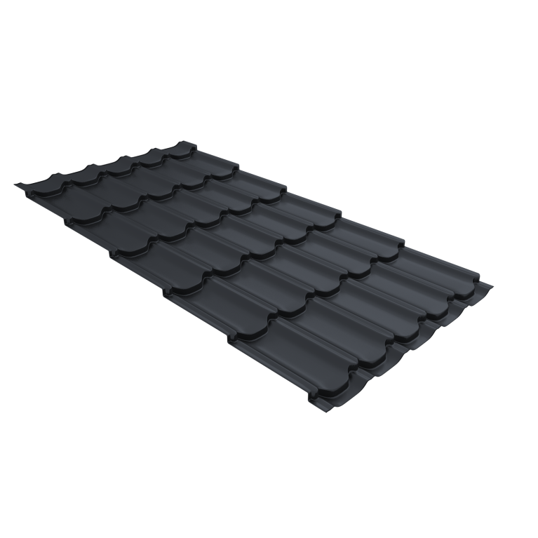 Металлочерепица "Квинта плюс" ("Kvinta plus") 0,5 Drap RAL 7024 мокрый асфальт