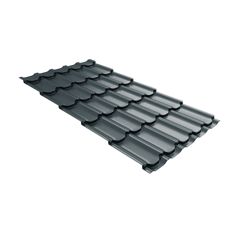 Металлочерепица "Квинта плюс" ("Kvinta plus") 0,5 Satin RAL 7016 антрацитово-серый