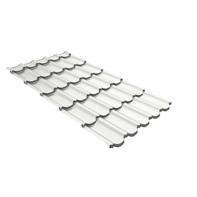 Металлочерепица "Квинта плюс" ("Kvinta plus") 0,5 Satin RAL 9003 сигнальный белый