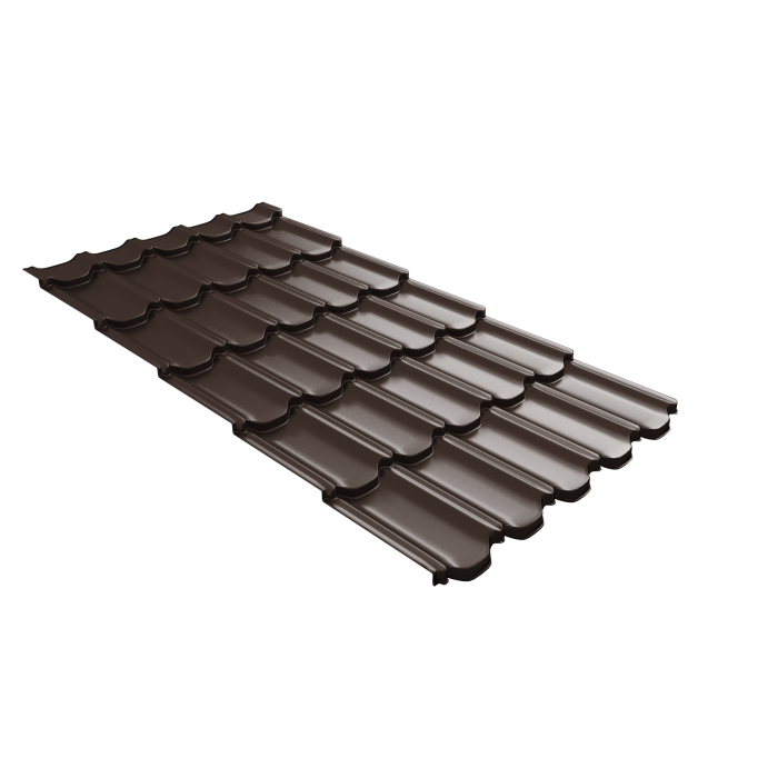 Металлочерепица "Квинта плюс3D" ("Kvinta plus3D") 0,5 Satin Matt RAL 8017 шоколад