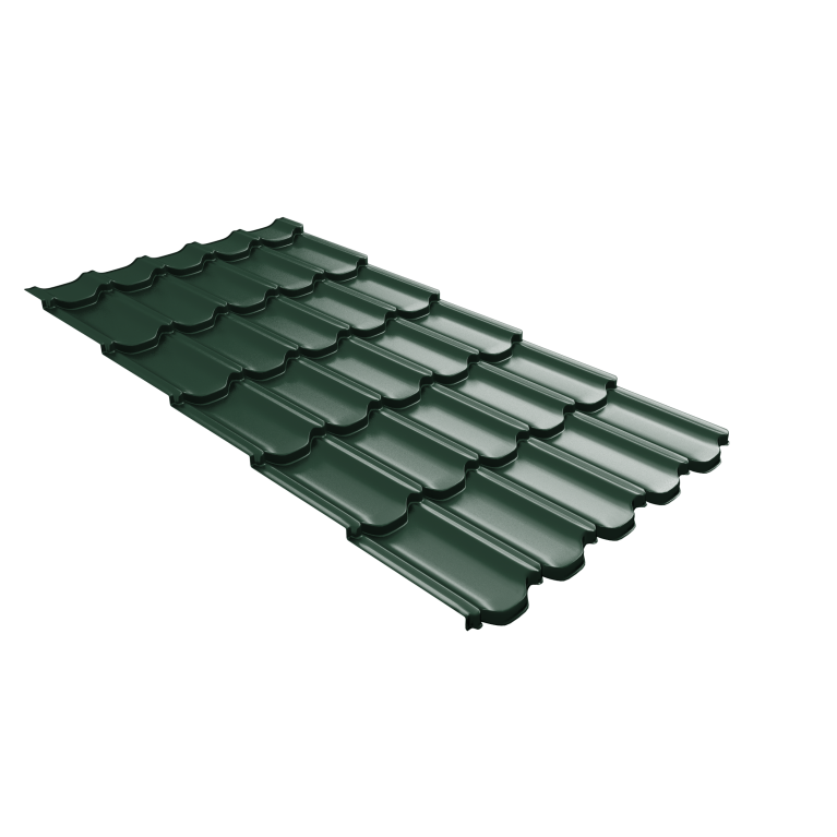 Металлочерепица "Квинта плюс3D" ("Kvinta plus3D") 0,5 Satin Matt TX RAL 6005 зеленый мох