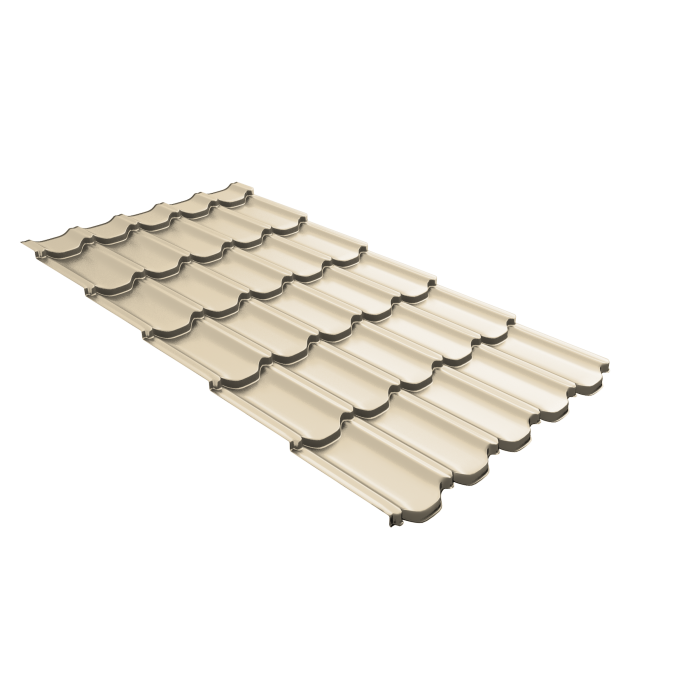 Металлочерепица "Квинта плюс3D" ("Kvinta plus3D") 0,5 Satin RAL 1015 светлая слоновая кость