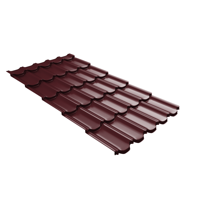 Металлочерепица "Квинта плюс3D" ("Kvinta plus3D") 0,5 Satin RAL 3005 красное вино