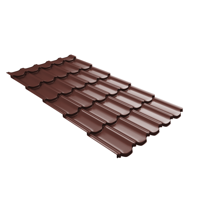 Металлочерепица "Квинта плюс3D" ("Kvinta plus3D") 0,5 Satin RAL 3009 оксидно-красный