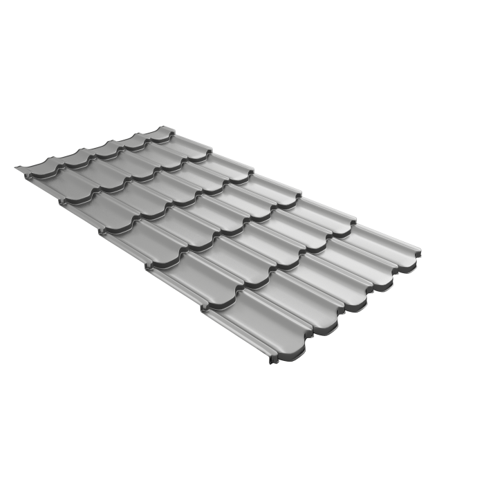 Металлочерепица "Квинта плюс3D" ("Kvinta plus3D") 0,5 Satin RAL 9006 бело-алюминиевый