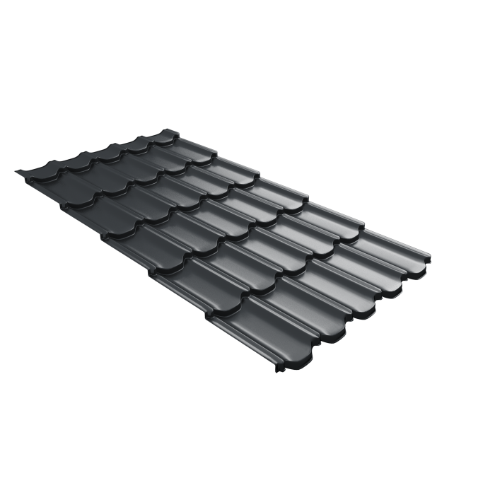 Металлочерепица "Квинта плюс3D" ("Kvinta plus3D") 0,5 Velur X RAL 7016 антрацитово-серый