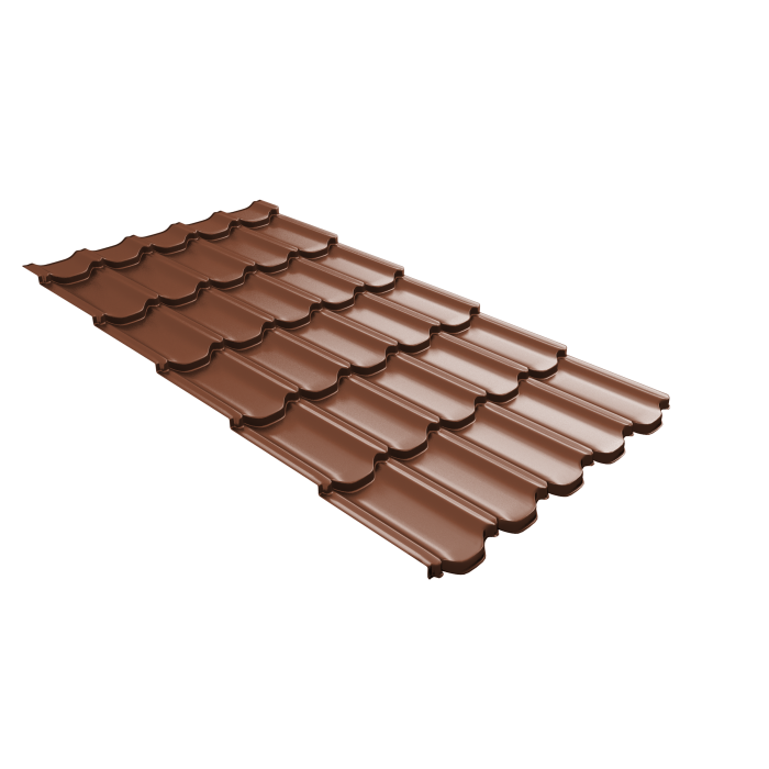 Металлочерепица "Квинта плюс3D" ("Kvinta plus3D") 0,5 Velur X RAL 8004 терракота