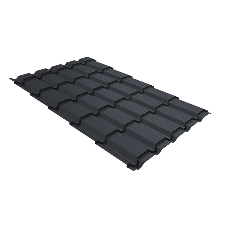 Металлочерепица "Квадро профи (Верховье)" ("Quadro Profi") v01 0,5 Drap RAL 7024 мокрый асфальт