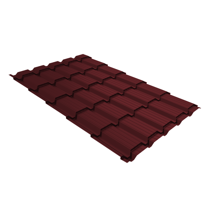 Металлочерепица "Квадро профи (Верховье)" ("Quadro Profi") v01 0,5 Satin Matt RAL 3005 красное вино