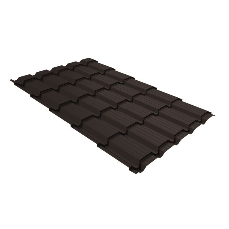 Металлочерепица "Квадро профи (Верховье)" ("Quadro Profi") v01 0,5 Satin Matt RR 32 темно-коричневый