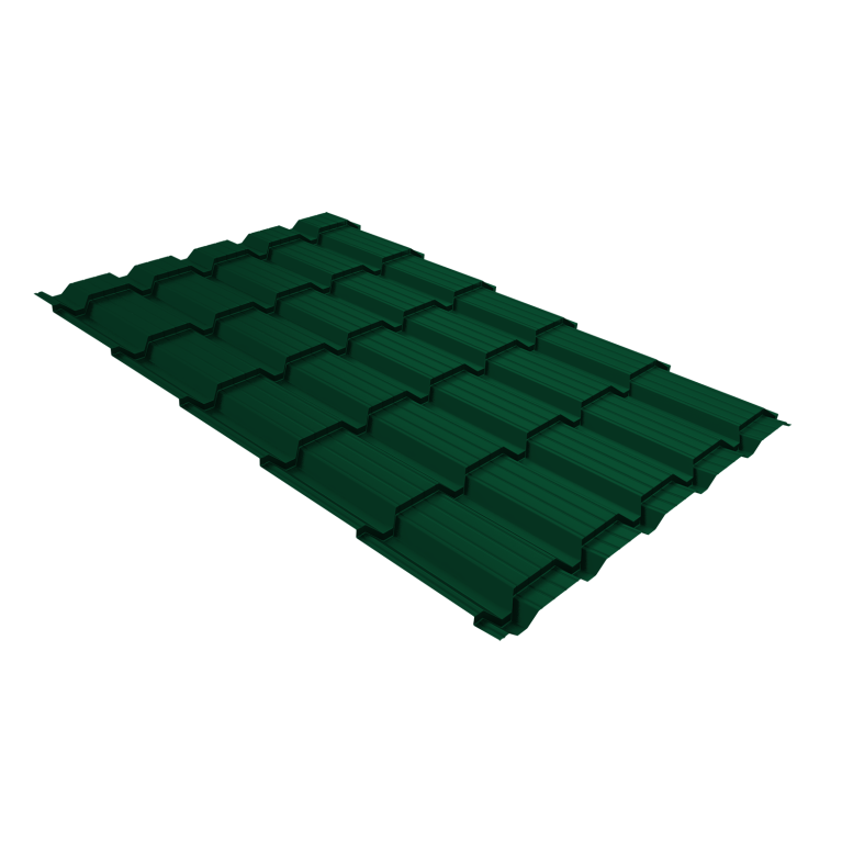 Металлочерепица "Квадро профи (Верховье)" ("Quadro Profi") v01 0,5 Satin Matt TX RAL 6005 зеленый мох