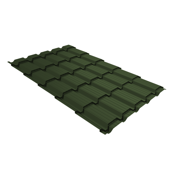 Металлочерепица "Квадро профи (Верховье)" ("Quadro Profi") v01 0,5 Satin Matt TX RAL 6020 хромовая зелень