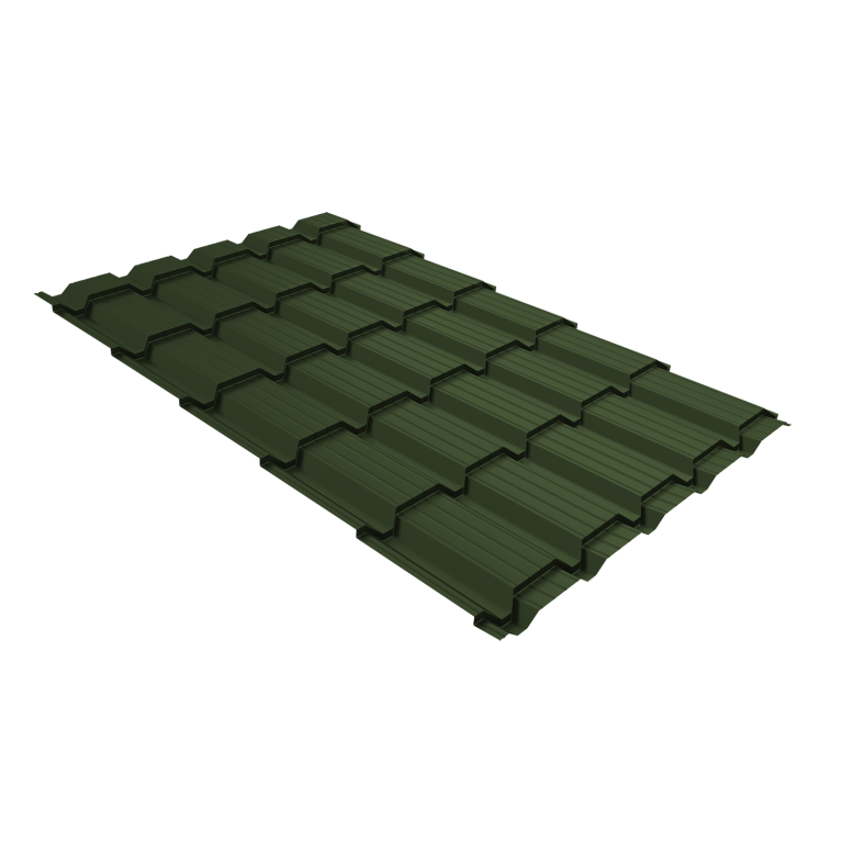 Металлочерепица "Квадро профи (Верховье)" ("Quadro Profi") v01 0,5 Satin Matt TX RAL 6020 хромовая зелень