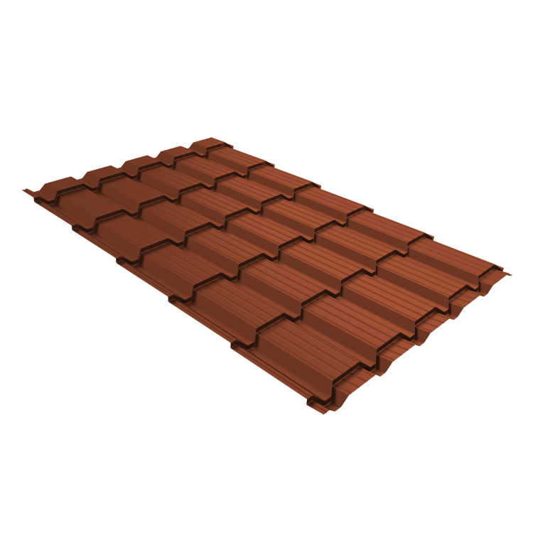 Металлочерепица "Квадро профи (Верховье)" ("Quadro Profi") v01 0,5 Satin RAL 8004 терракота