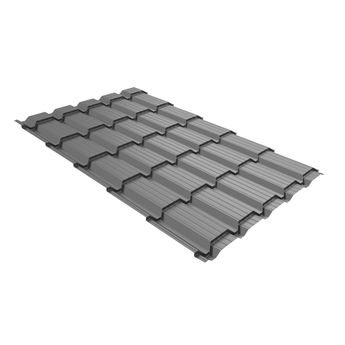 Металлочерепица "Квадро профи (Верховье)" ("Quadro Profi") v01 0,5 Satin RAL 9006 бело-алюминиевый