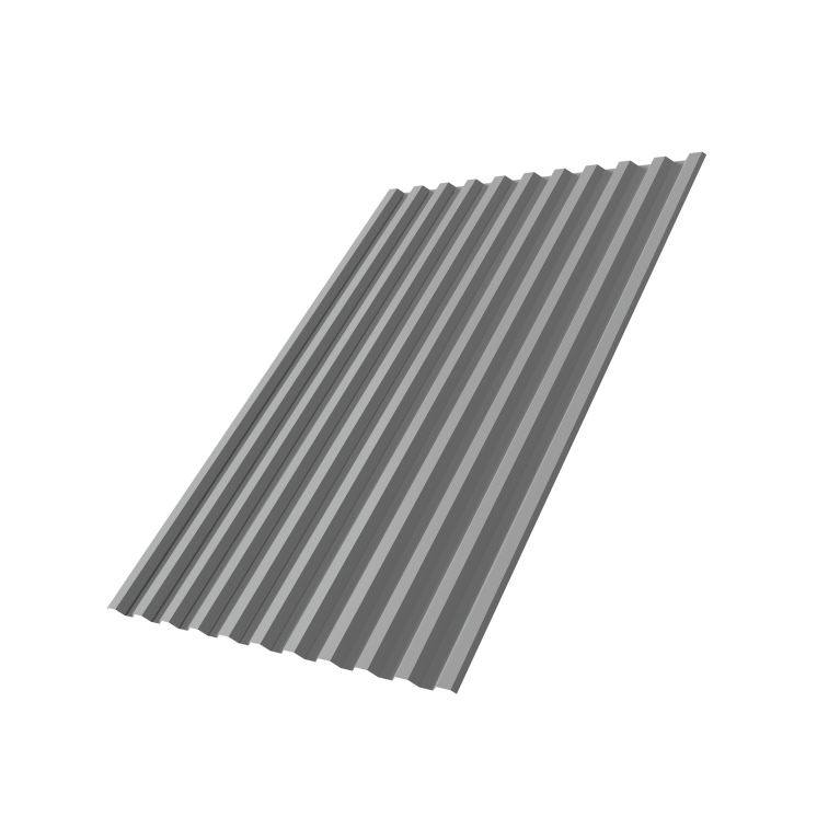 Профнастил С21R 0,5 Satin с пленкой RAL 9006 бело-алюминиевый