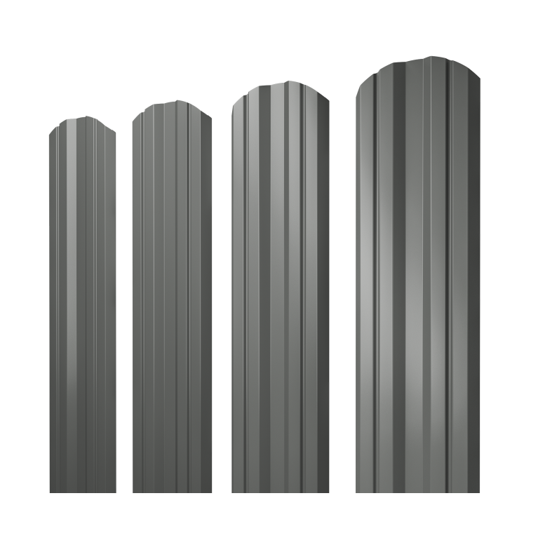 Штакетник Twin фигурный 0,45 PE RAL 7005 мышино-серый