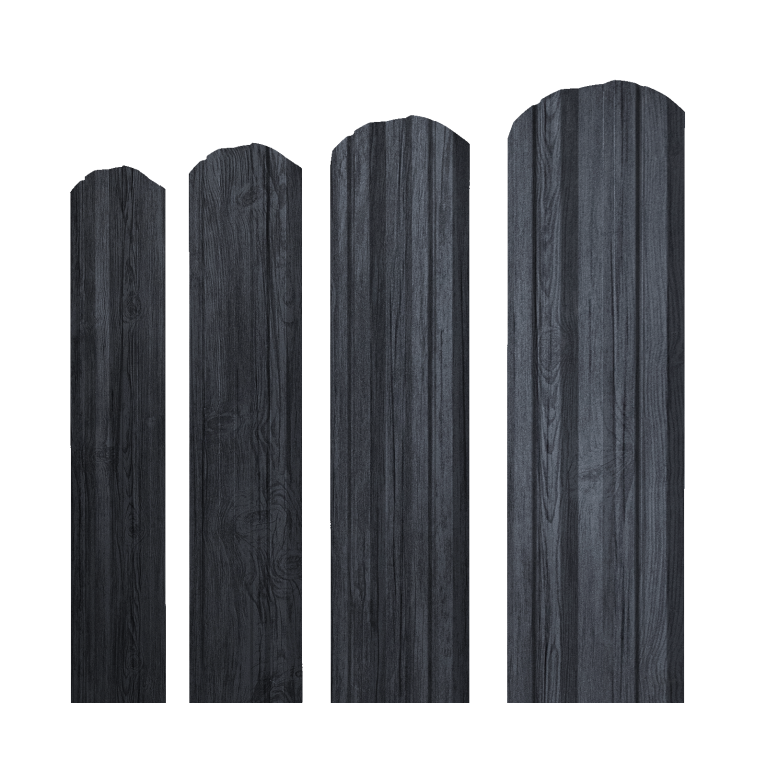Штакетник Twin фигурный 0,45 Print Premium Grey Wood TwinColor