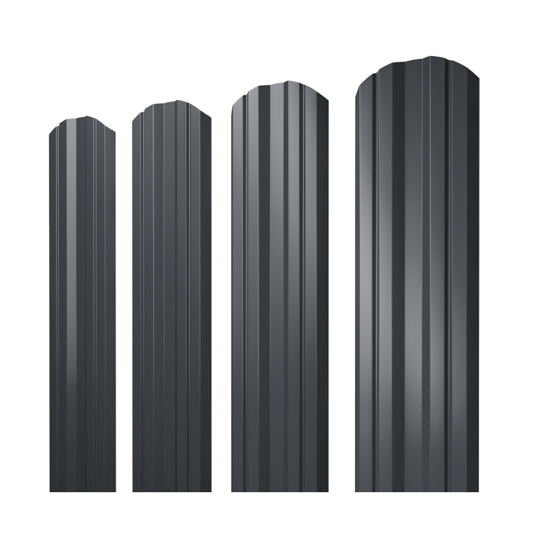 Штакетник Twin фигурный 0,5 Atlas X RAL 7024 мокрый асфальт