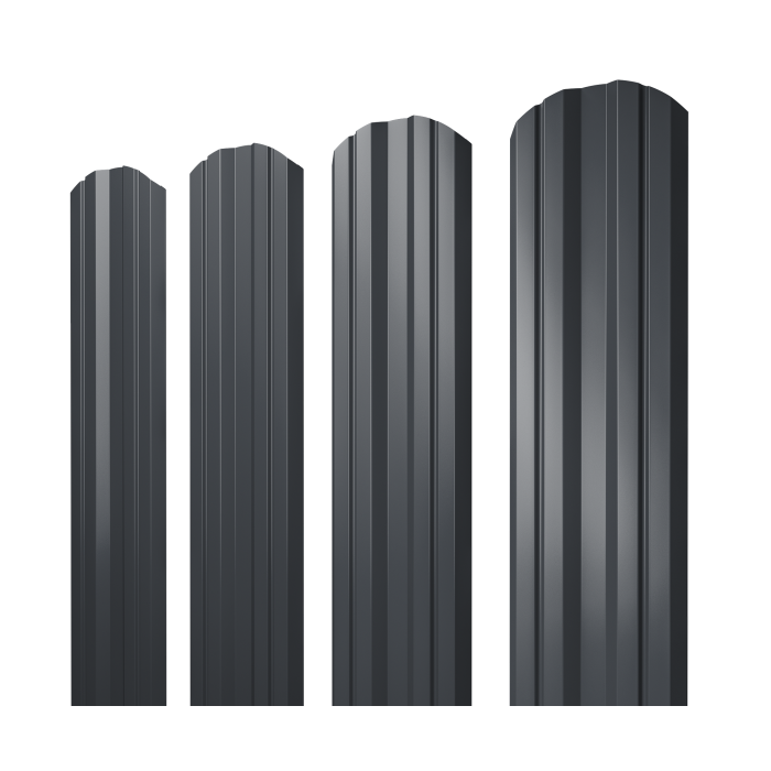 Штакетник Twin фигурный 0,5 PurPro RAL 7024 мокрый асфальт