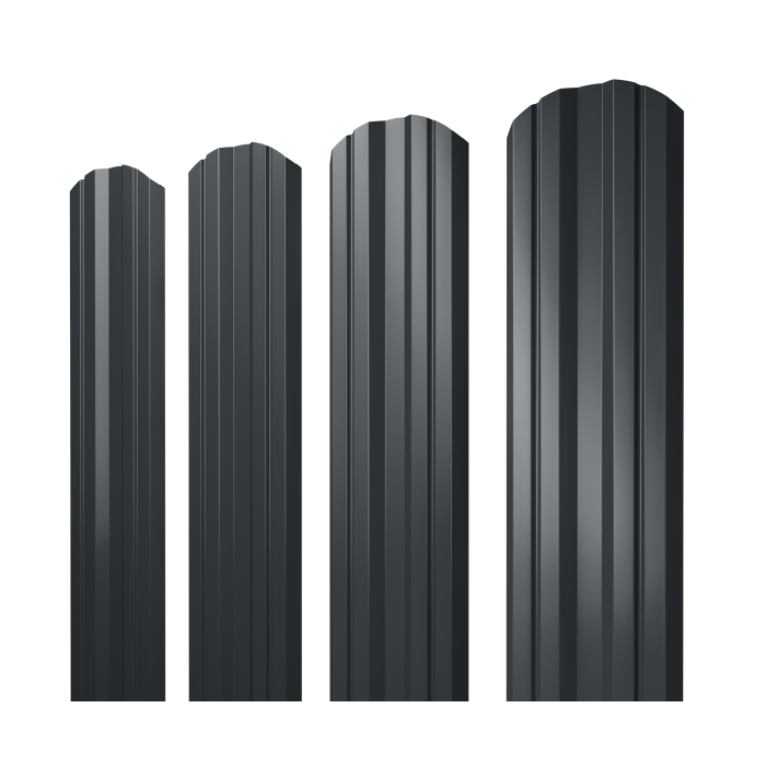 Штакетник Twin фигурный 0,5 Rooftop Бархат RAL 7016 антрацитово-серый