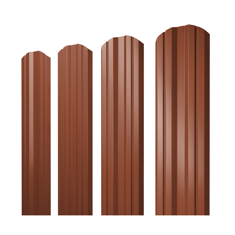 Штакетник Twin фигурный 0,5 Satin Matt TX RAL 8004 терракота