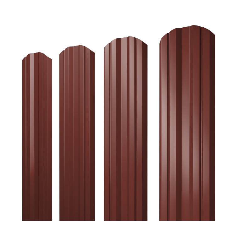 Штакетник Twin фигурный 0,5 Satin RAL 3009 оксидно-красный