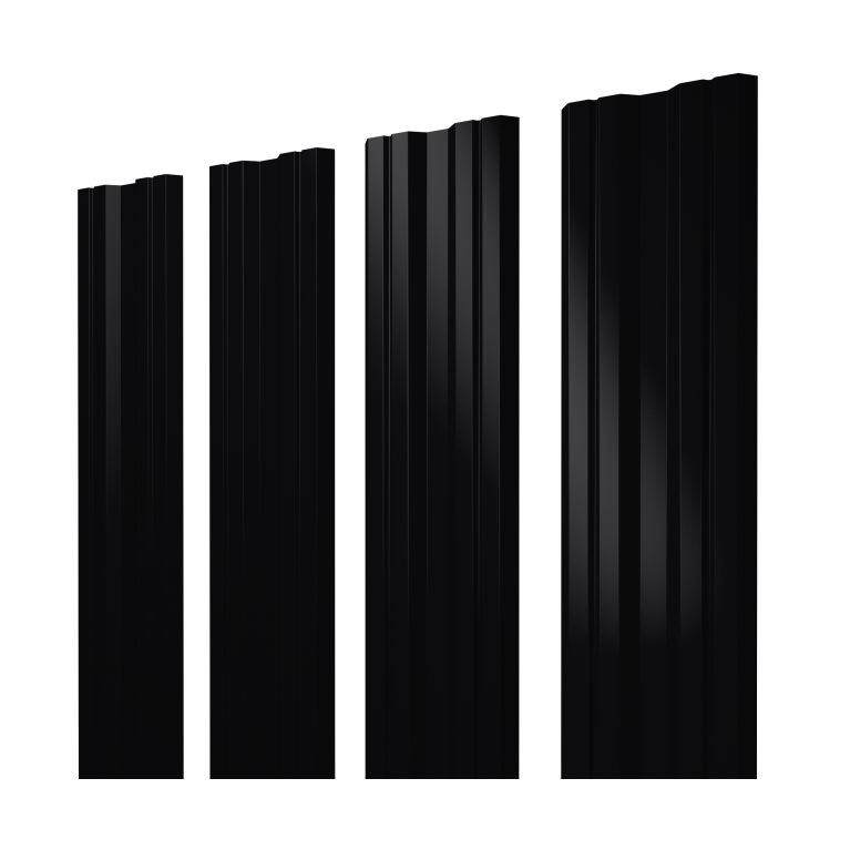 Штакетник Twin с прямым резом 0,4 PE-Matt-Double RAL 9005 черный