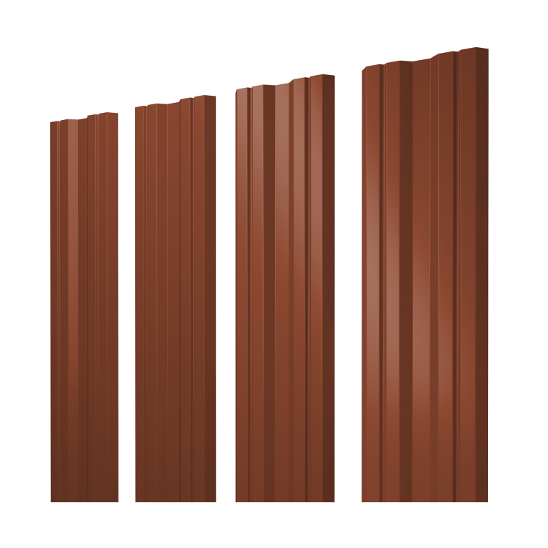 Штакетник Twin с прямым резом 0,45 Drap TX RAL 8004 терракота