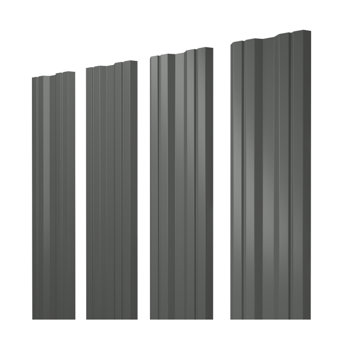 Штакетник Twin с прямым резом 0,45 PE RAL 7005 мышино-серый