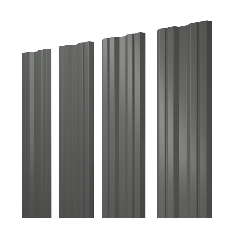 Штакетник Twin с прямым резом 0,45 PE RAL 7005 мышино-серый