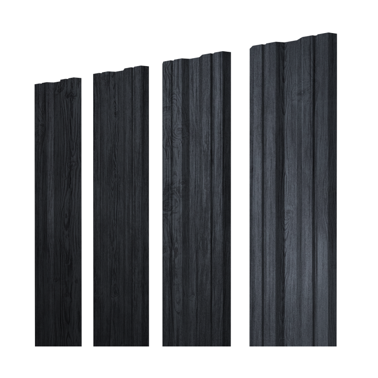 Штакетник Twin с прямым резом 0,45 Print Premium Grey Wood TwinColor