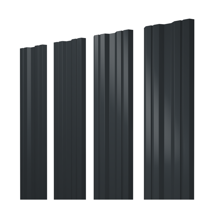 Штакетник Twin с прямым резом 0,5 GreenCoat Pural BT, matt RR2H3 (RAL 7016 антрацитово-серый)