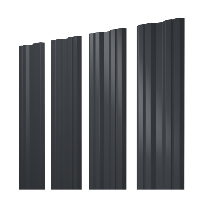 Штакетник Twin с прямым резом 0,5 PE RAL 7024 мокрый асфальт