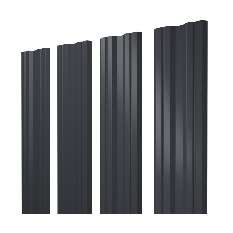 Штакетник Twin с прямым резом 0,5 PurPro RAL 7024 мокрый асфальт