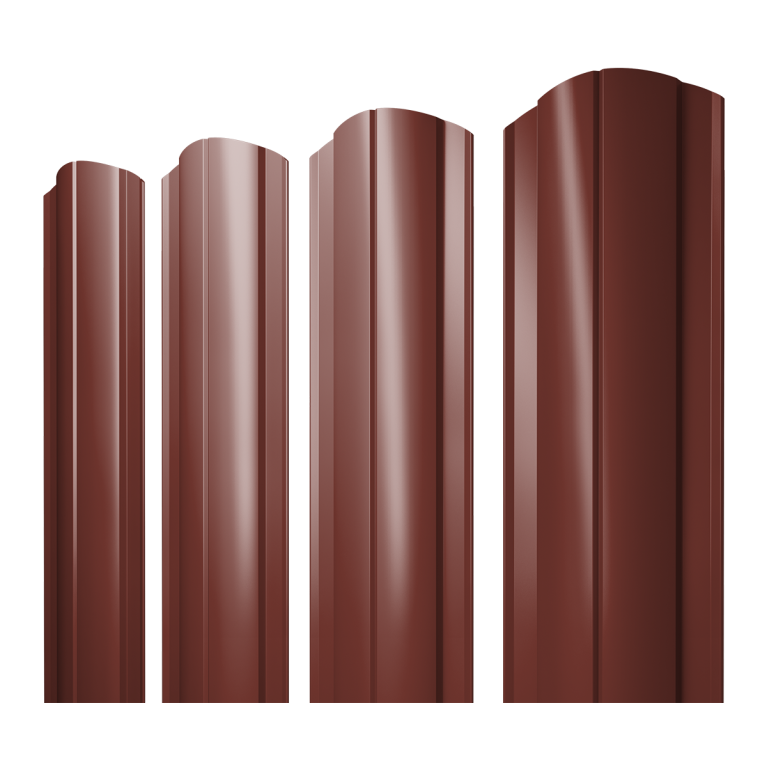 Штакетник Круглый фигурный 0,45 PE RAL 3009 оксидно-красный