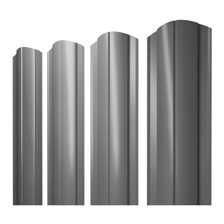 Штакетник Круглый фигурный 0,45 PE RAL 7005 мышино-серый