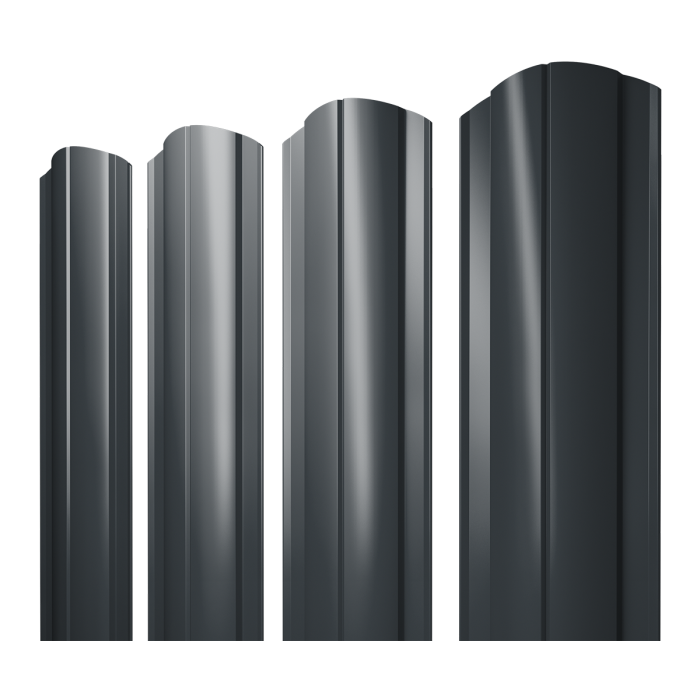 Штакетник Круглый фигурный 0,45 PE RAL 7016 антрацитово-серый