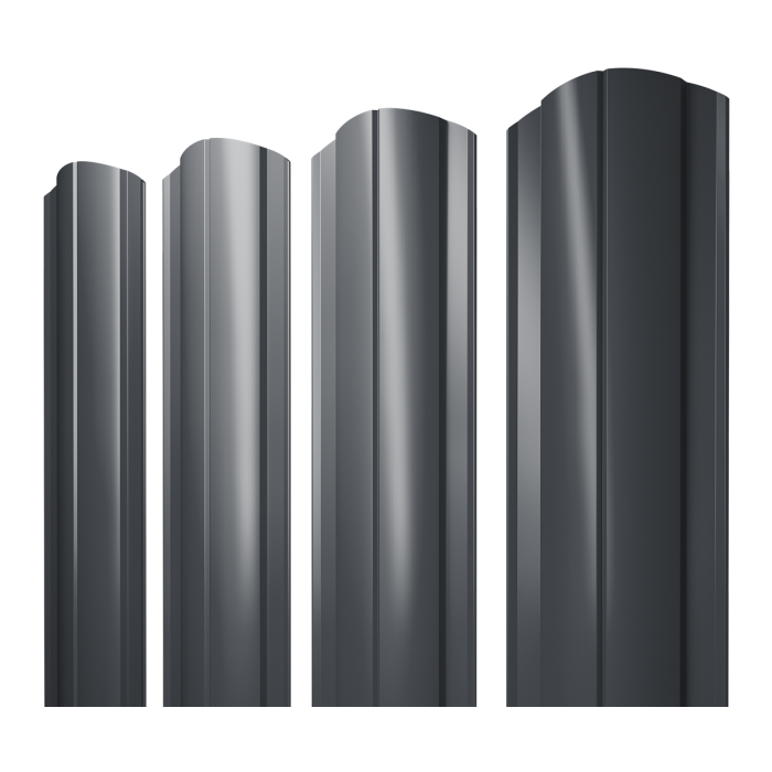 Штакетник Круглый фигурный 0,45 PE RAL 7024 мокрый асфальт