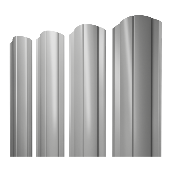 Штакетник Круглый фигурный 0,45 PE RAL 9006 бело-алюминиевый